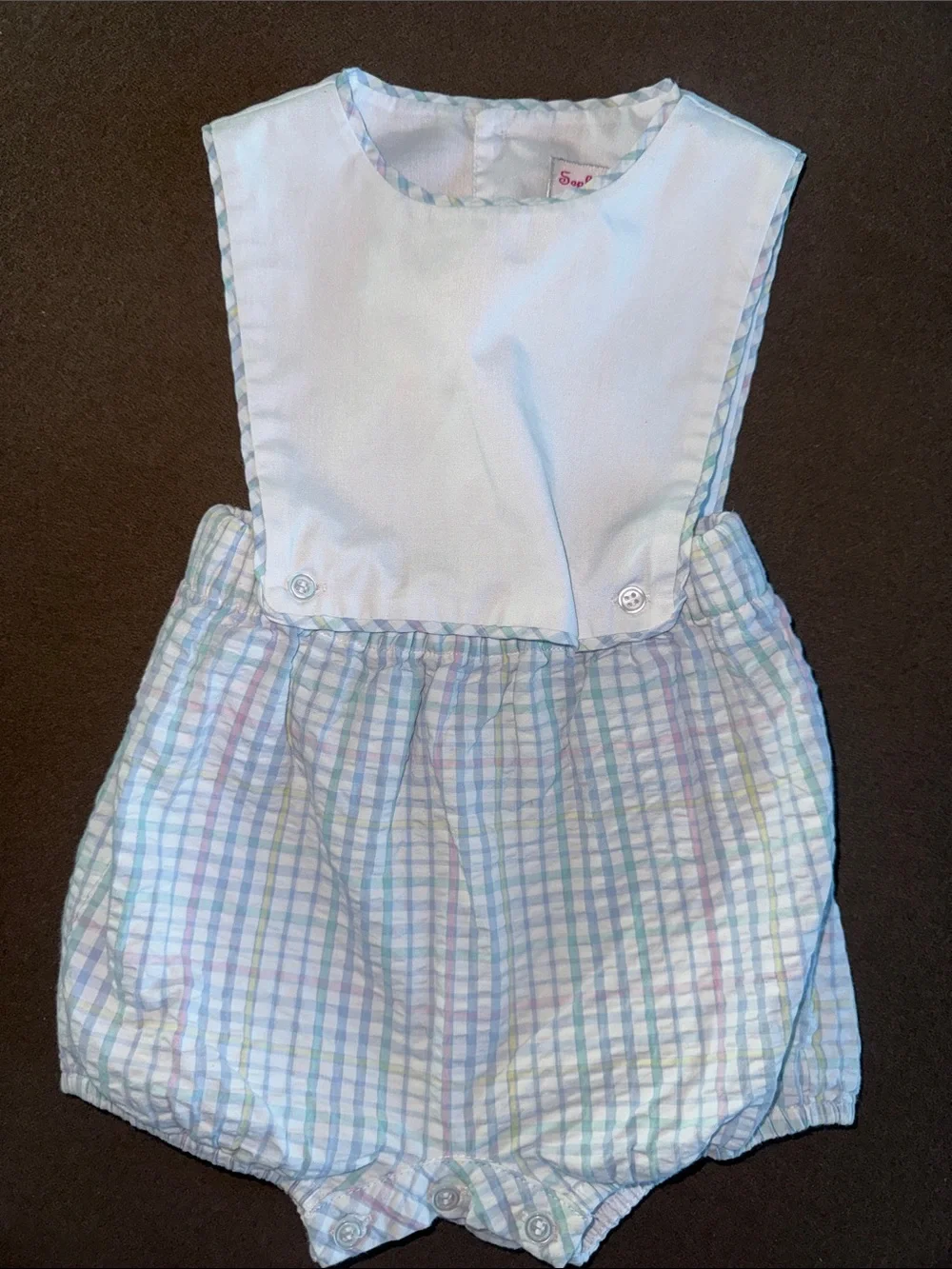 Light Blue Seersucker Diaper Cover Romper - Classic Baby Style